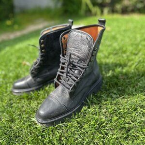 Vintage Cole Haan Thurman Black Leather Tied Up Boots Size 7.5 M